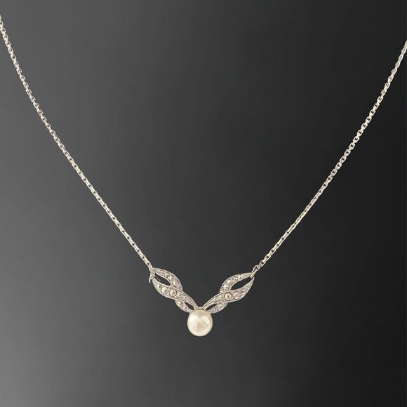 1985 Avon Romantic Ensemble Necklace - Victorian Revival Pearl and Rhinestones - Picture 1 of 3